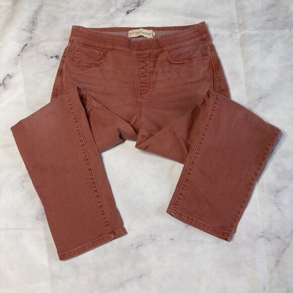 Soft Surroundings Pink Slim Leg Jeans Womens Size Petite Medium Pull On Stretch - Picture 1 of 4